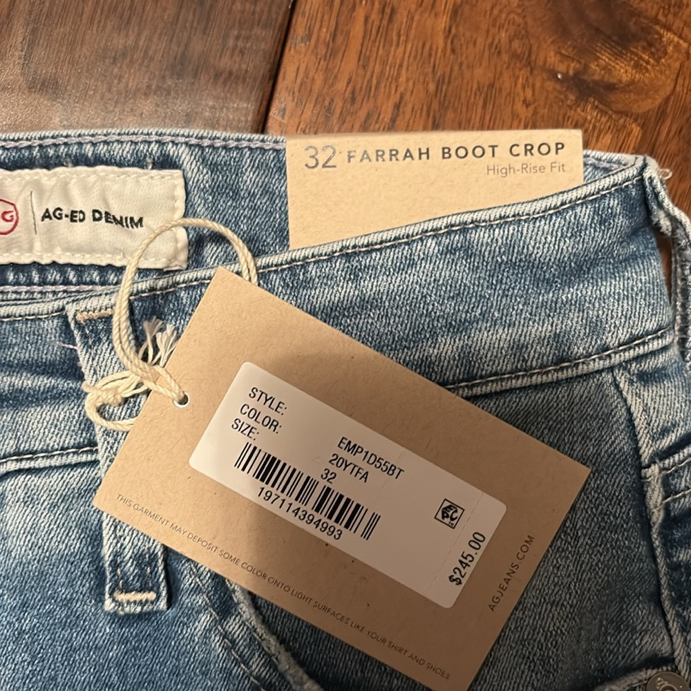 NWT AG-ED Denim 32 Farrah Boot Crop high rise fit - Picture 3 of 7